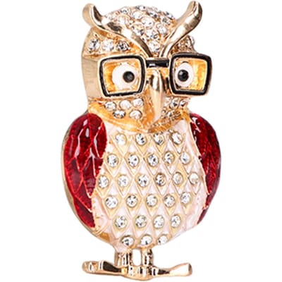 Bril Uil Broche Legering Strass Schattige Dierenbroche voor Vrouwen Meisjes Festival Sieraden CadeauRood rood