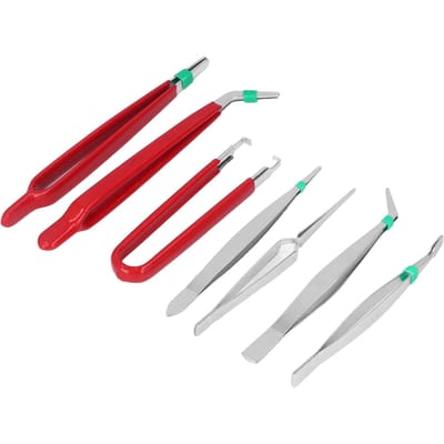 7 Pièces Pince à Épiler Antistatique Multi-Usage Outil à Main Ensemble Kit pour Maintenance Réparation red