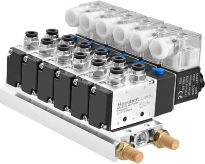 Allecto - Pneumatische Solenoid Ventiel - 6-Weg - Stille Manifold - 24V DC - Quick Release Kit - Geschikt voor Industrie - Model 4V210-08-6F24V