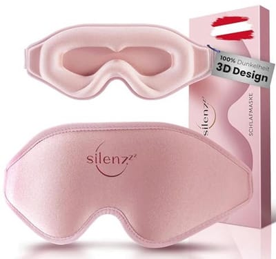 SILENZZZ® Premium slaapmasker, 3D-oogmasker voor vrouwen en heren, slaapbril, comfortabel, gevoerd, voor absolute duisternis, slaapmasker, slaapmasker, roze