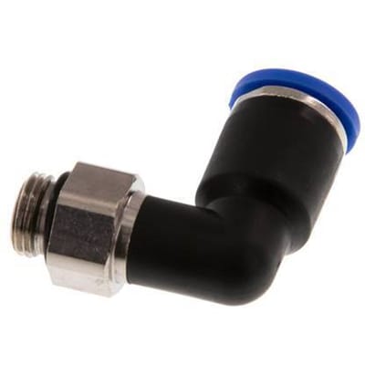 8mm x G1/8'' 90 graden L-verbinding Messing/PA 66 Insteekfitting Buitendraad Draaibaar NBR [2 Stuks]