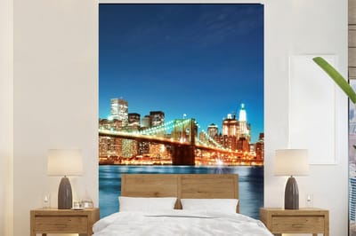 Behang - Fotobehang New York - Brug - Architectuur - Brooklyn - Licht - Breedte 180 cm x hoogte 280 cm