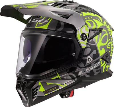 LS2 MX702 Pioneer II Rangi H-Vis Geel 06 Adventure Motorhelm - Maat S - Helm