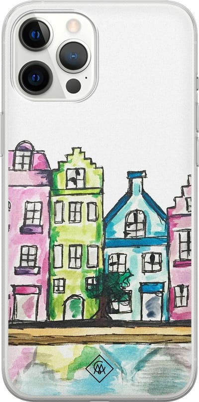Casimoda® hoesje - Geschikt voor iPhone 12 Pro Max - Amsterdam - Siliconen/TPU telefoonhoesje - Backcover - Amsterdam - Multi