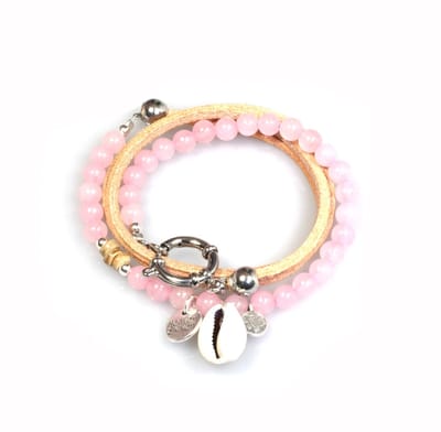 Heaven Eleven - Leren wikkel met rosequartz