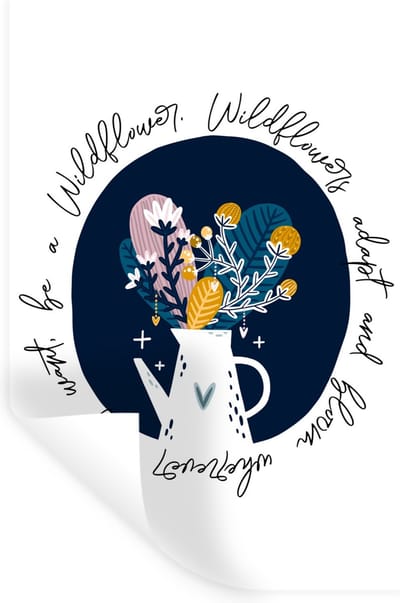 Muurstickers - Sticker Folie - Spreuken - Quotes - Wildflowers adapt and bloom wherever they want, be a Wildflower - 20x30 cm - Plakfolie - Muurstickers Kinderkamer - Zelfklevend Behang - Zelfklevend behangpapier - Stickerfolie