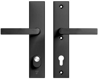 AXA Veiligheids Deurbeslag set - Edge Plus - Deurkruk Aluminium Zwart - Kruk/Blok - SKG3 - PC92 met kerntrekbeveiliging - Schild