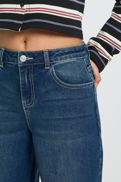 boohoo Dames Petite Opgeslagen Zoom Hoge Taille Wijde Pijpen Jeans | Vintage Wash | Maat: 12