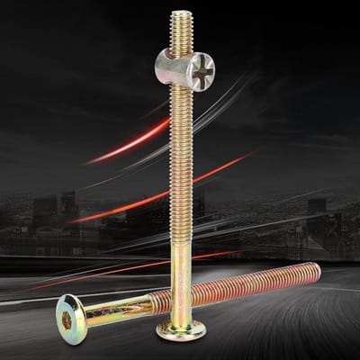 Dailygoods- Schroefset 10 Stuks - M6 Schroeven - Carbon Staal - Bevestigingsmoeren - Meubelconnector - 60 mm Lengte - Meubelbout