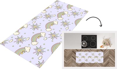 Keukenloper - Loper keuken - Meisjes - Regenboog - Zon - Patronen - 120x50 cm - Keukenloper vinyl