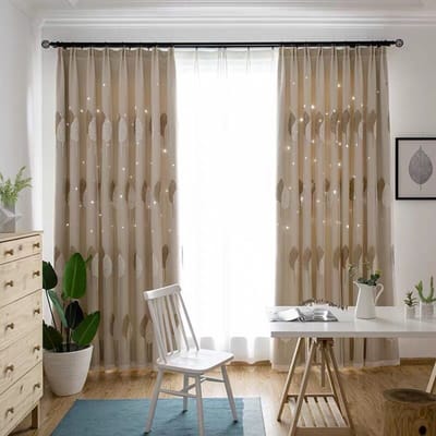 1/2 stuks Uitgesneden Sterren Verduisteringsgordijn voor Woonkamer Raambekleding Slaapkamer Vitrage Hotel Home Decoratie 1,5m*2,7m 1pc beige