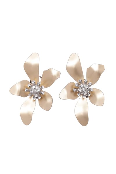 AVANT-GARDE PARIS Bloemvormige Oorsteker - Statement Oorbellen - Goudkleurig - Lichtgewicht - Rhodium Plating