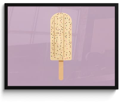 Poster in lijst - Fotolijst 70x50 cm - Posters - Beige - Ijsje - Spikkels - Posterlijst zwart - Decoratie - Wanddecoratie woonkamer - Muurdecoratie slaapkamer