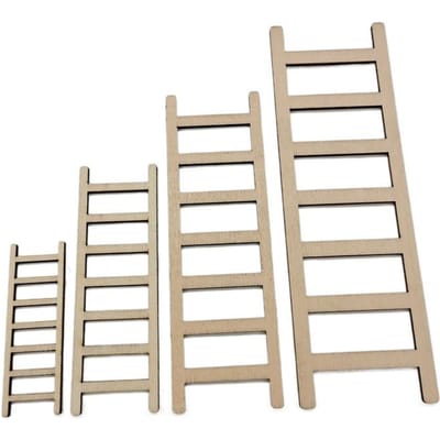 10pcs Mini Échelle en Bois à Marches Échelle de Jardin Féérique Meuble Échelle Miniature Ornement de Maison de Poupée Accessoire d'Artisanat DIY 6x2cm