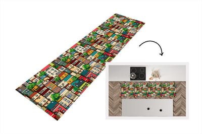 Keukenloper - Loper keuken - Patronen - Huis - Boom - 200x50 cm - Keukenloper vinyl