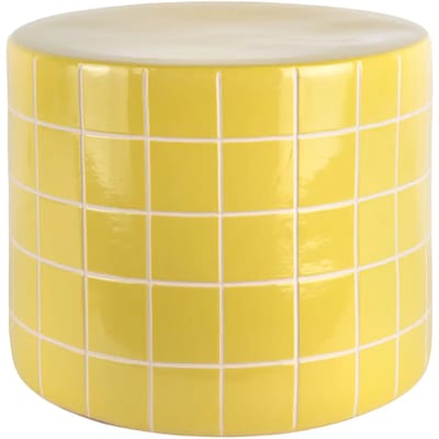 Leitmotiv Bijzettafel Retro Tiles Low - Goudgeel - Ø42cm - Modern
