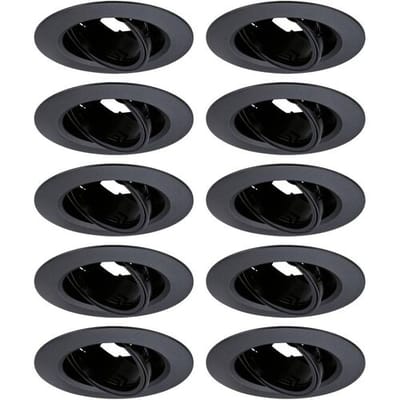 Inbouwlamp Set van 10 zwenkbaar rond 90 mm 30° GU10 max. 10x10W 230V dimbaar Zwart