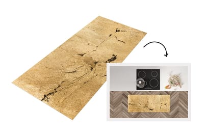 Keukenloper - Loper keuken - Goud - Geel - Structuur - 120x50 cm - Keukenloper vinyl