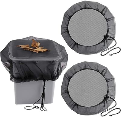 Regentonnet - 95 cm Diameter - met Trekkoord - Weerbestendige Muggenbescherming - Mesh - Tuin Accessoires - Tuinieren - Beschermhoes - voor Muggen, Bladeren en Kleine Dieren - Zwart - 2 Stuks