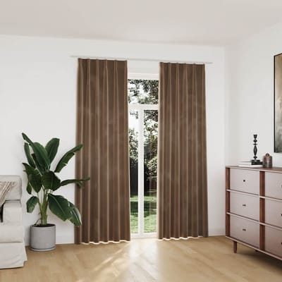vidaXL - Gordijnen - verduisterend - 2 - st - met - haken - 140x225 - cm - fluweel - beige