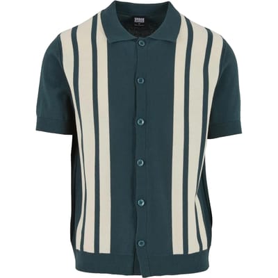 Urban Classics - Knit Retro Overhemd - S - Groen/Creme