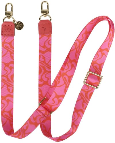 AVY Verstelbaar Crossbody Telefoonkoord | Rosé Twist | Lang Nylon Koord | Universeel voor alle Hoesjes | Geschikt voor iPhone, Samsung en meer | 130cm | Swirlprint | Roze