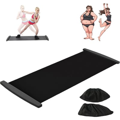 Planche à Glisser avec Couvre-Chaussures Guide d'Exercices Amincissants Tapis Glissant pour Entraînement des Jambes et des Mollets Fitness et Entraînement Athlétique black