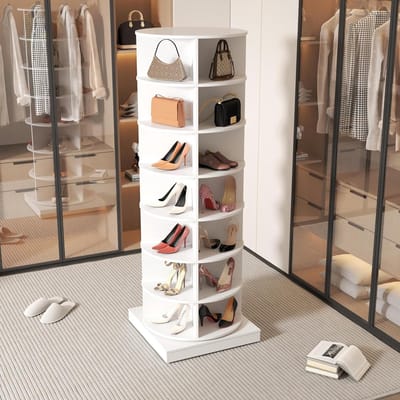 Draaibare Schoenenkast - Schoenenrek 7 niveaus - Schoenen Opbergen - 360 graden draaibaar - 61 x 61 x 165 cm