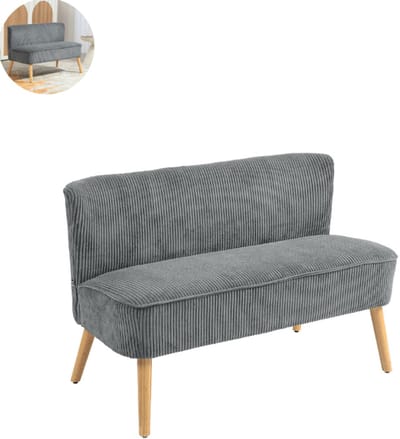 Tweezitsbank - Sofa - Stof - Zetel - Fauteuil - Tweezit - Grijs