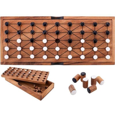 Fanorona – Houten Strategiespel – Klassiek 2-Spelers Bordspel – Tactisch Denkspel – Traditieel Afrikaanse Spel – Engelhart
