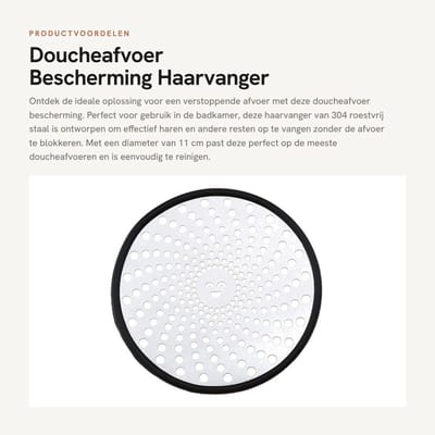 Dailygoods- Afvoer Protector - Douche Afvoerbeschermer 110 mm - Roestvrij Staal - Siliconen Grip - Modern Design - Effectieve Haaropvang - Afvoerzeef