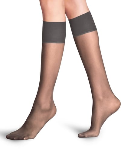 FALKE Pure Matt eenkleurig materiaal transparant 20 DEN kniekousen dames grijs - maat 39-42