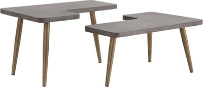 Loupe-Salontafelset - Messing/Beton