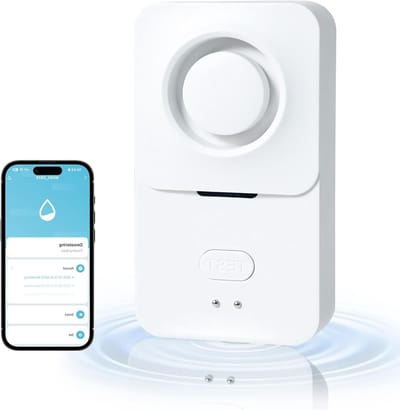 Intelligente Waterdetector met App, 120 dB Wateralarm en IP66 Water Sensor voor Keuken, Badkamer, Kelder en Wasmachine, Batterijgevoed en Betrouwbaar