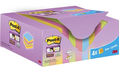 Post-it Super Sticky Notes Colour | 90 vel | ft 47 | 6 x 47 | 6 mm | 20 + 4 GRATIS
