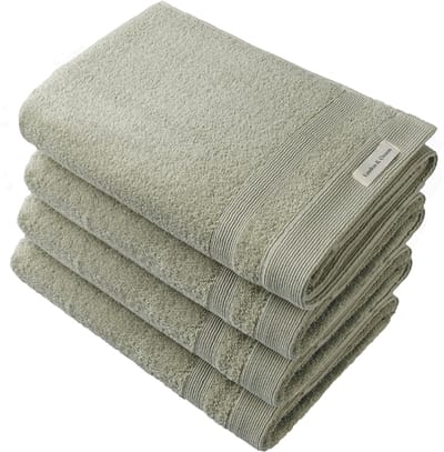 L&G - Badhanddoek Set - 4 delig - 4 Badhanddoeken 70x140 cm - 100% Katoen - Groen Badhandoeken - Pale Olive