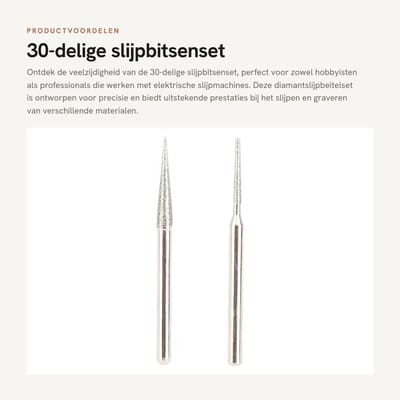 Dailygoods - 30-delige slijpbitsenset - diamantslijpbeitelset - 150 Grit - 3 mm Diameter - slijpen en graveren - geschikt voor elektrische slijpmachin...