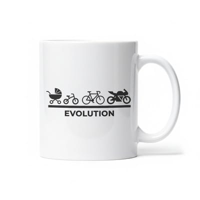 330ml Evolutie Mok – Van Kinderwagen tot Fiets tot Motor – Grappig Cadeau voor Bikers, Fietsers & Motorliefhebbers
