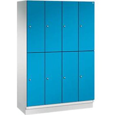 C+P Double-tier locker Cambio, 4 vakken, 8 vakken, met plint, B 1200 x D 525 x H 1980 mm, lichtgrijs/lichtblauw