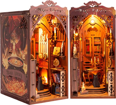 Bouwpakket Boekensteun Booknook Magic Library met licht sensor- MDF