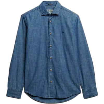Superdry Essentials Chambray Overhemd Relaxed Pasvorm Light Blue Grootte: XL