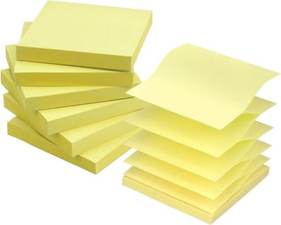 Plaknotities Navullingen - Zelfklevende Notities - Berichten Achterlaten - Accordion Stijl - 3x3 Inch 6 Pak - Geel
