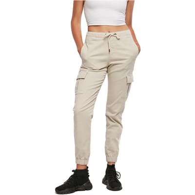 Urban Classics - High Waist Cargo Comfort softseagrass Dames joggingbroek - L - Groen