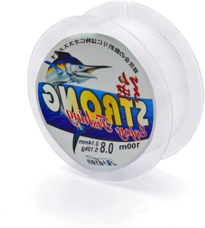 Transparante nylon vislijn van 0.8mm met 35lbs breeksterkte, ideaal voor zeevissen en ambachtelijke projecten