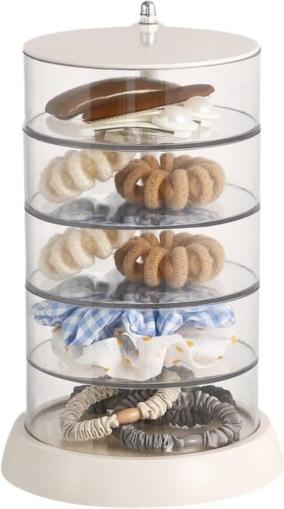 360° Draaiende Bureau Organizer met 4 Compartimenten - Transparant, 22 x 15 x 4 cm, Perfect voor Kantoor en Thuisgebruik