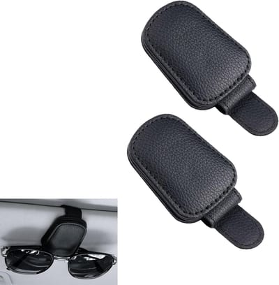 Set van 2 Auto Zonnevisier Brilhouders, Magnetische Leren Brilhouders voor Zonnevisier, Ideaal voor Zonnebrillen, Kaarten en Tickets, Perfect als Cadeau voor Vrienden en Familie
