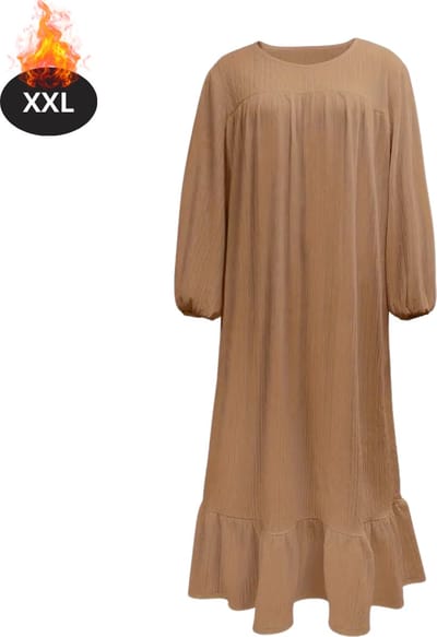 Bovista Islamitische Kleding - Djellaba Dames - Moslim Kleding - Arabisch Dames Kaftan - Alhamdulillah - Khaki XXL