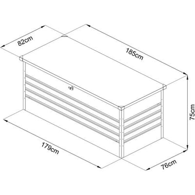 AXI Miles metalen Opbergbox 1000 Antraciet - Kussenbox met bodem en slot – 840 Liter - 185 x 82 x 75 cm