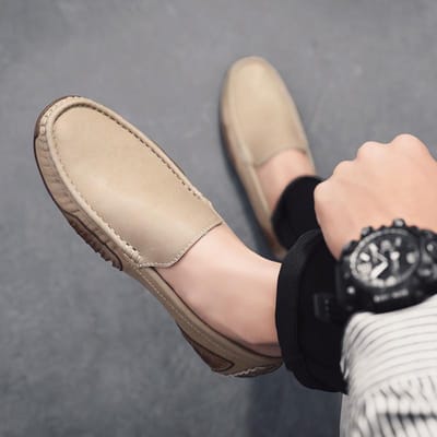 Herenschoenen Grote Maten Echt Lederen Schoenen Zomer Trendy Ademend Casual Lederen Schoenen Instappers Rijschoenen Trendy Schoenen 48 beige