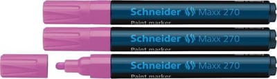 Schneider lakmarker - Maxx 270 - lijnbreedte 1-3 mm - roze - 3 stuks - verfstift - S-127009-3